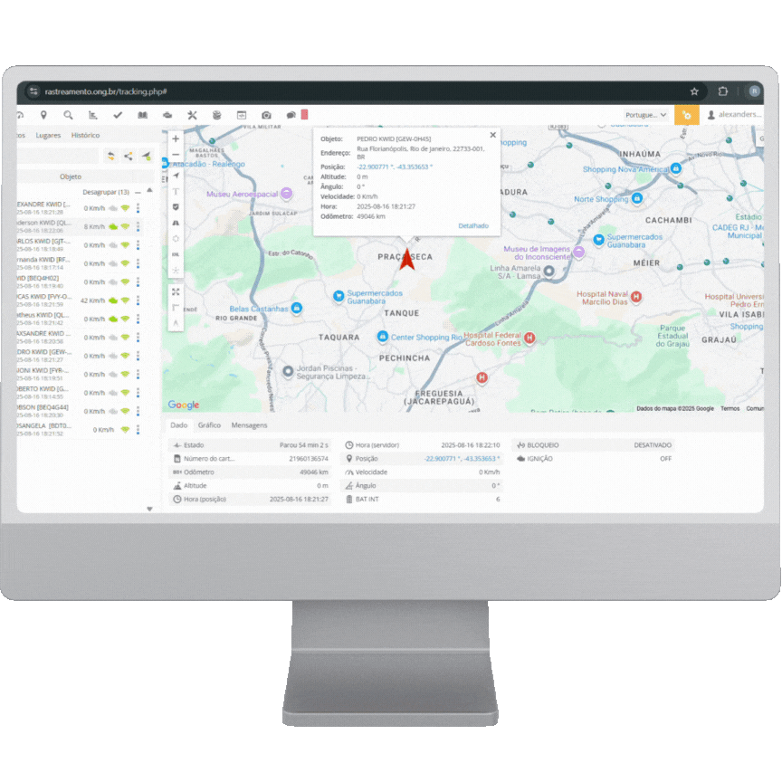 Demonstração do sistema de gestão de frotas